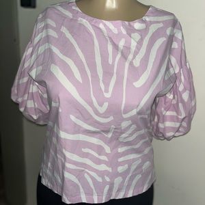 Oliphant lavender zebra top w/dramatic sleeves